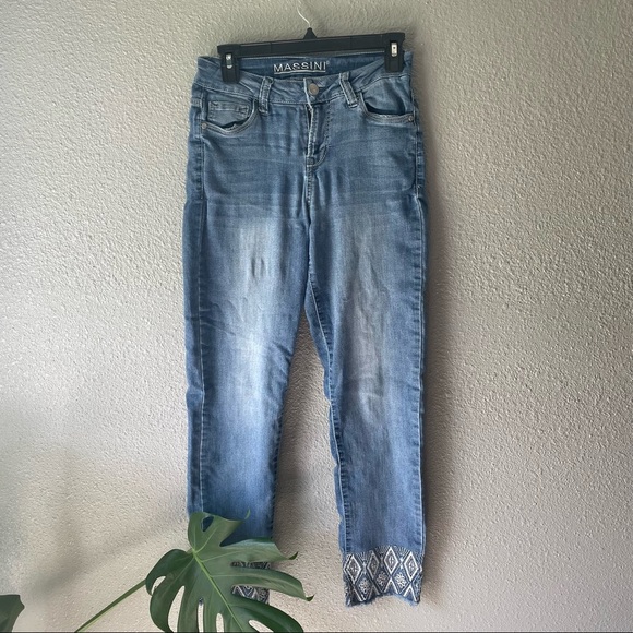 Massini Embroidered Hem Jeans - Picture 1 of 7
